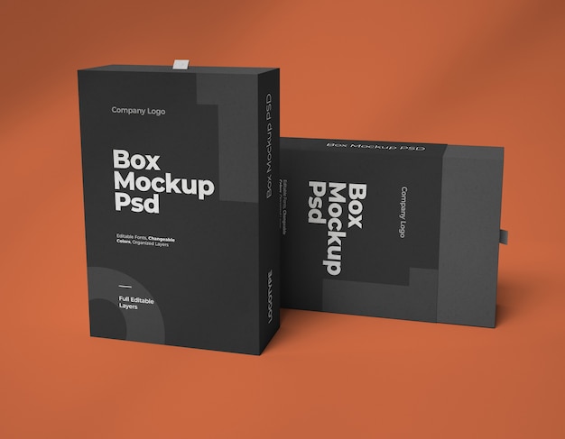 Maquetas de dos cajas de diapositivas cuadradas