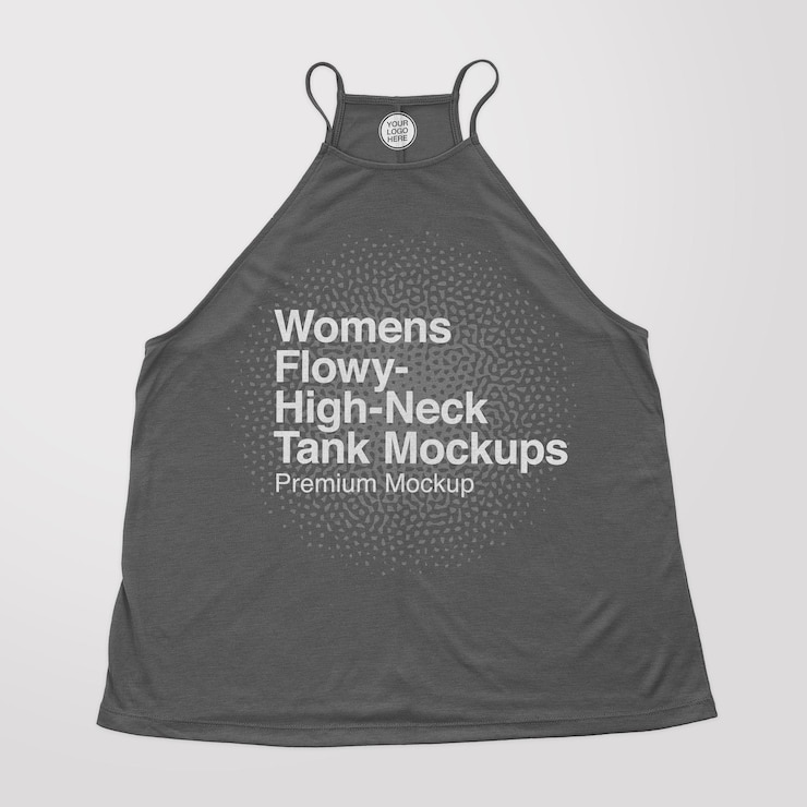 PSD maquetas de tanque de cuello alto fluido para mujer