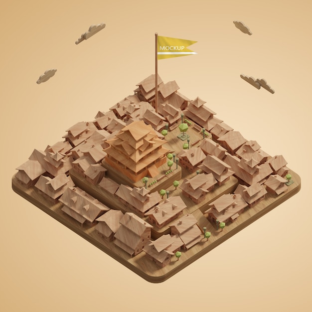 Maquete 3d cidades modelo em miniatura do dia mundial