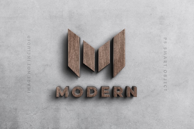 Maquete 3d de logotipo em madeira