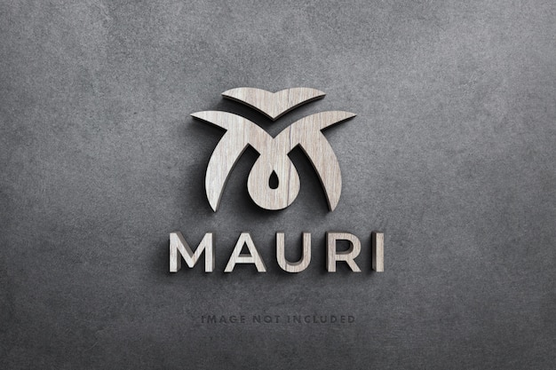 Maquete 3d de logotipo em madeira