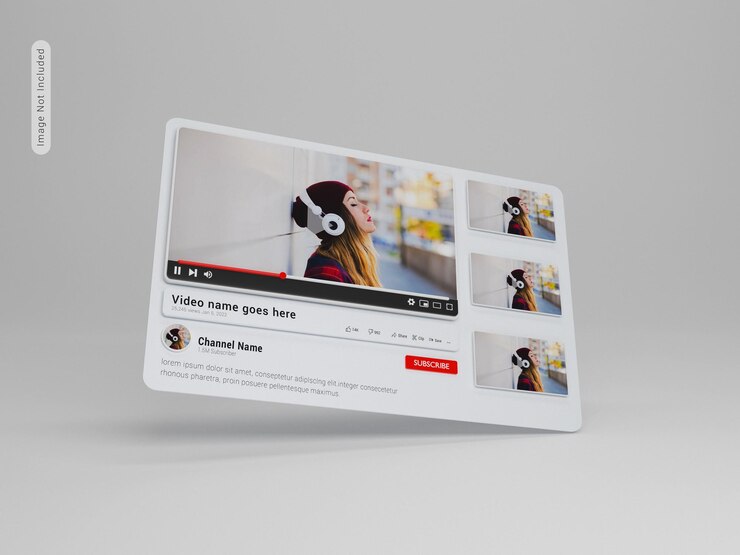 PSD maquete 3d do player do youtube