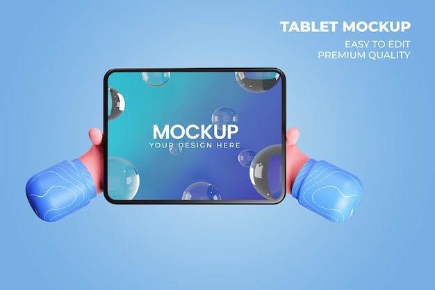 Maquete 3d para tablet de mão fofa