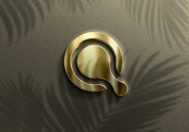 Maquete 3d realistic golden logo