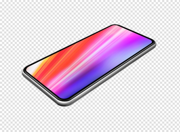 PSD maquete colorida do smartphone isolada na renderização 3d transparente do fundo