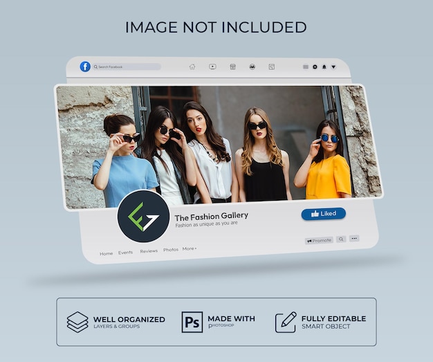 PSD maquete da foto da capa do facebook interface renderizada em 3d maquete da capa do facebook