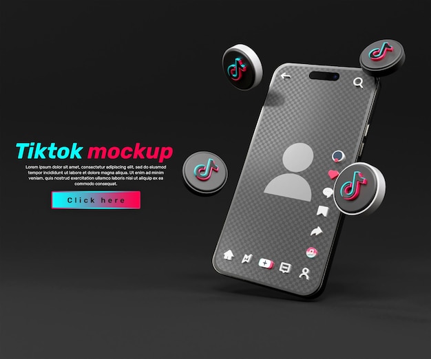 Maquete da interface do aplicativo tiktok ou design de banner de marketing tiktok