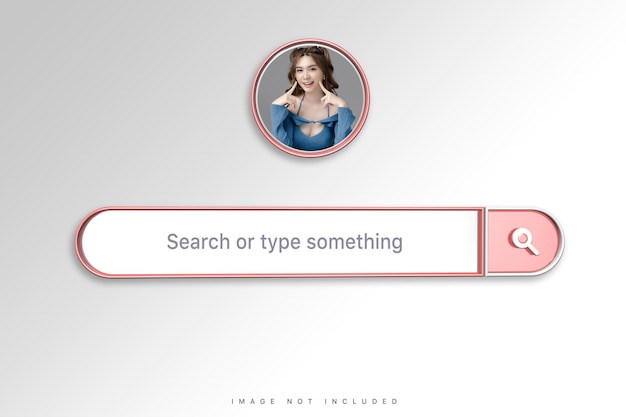 Maquete da interface do site da barra de pesquisa rosa 3d