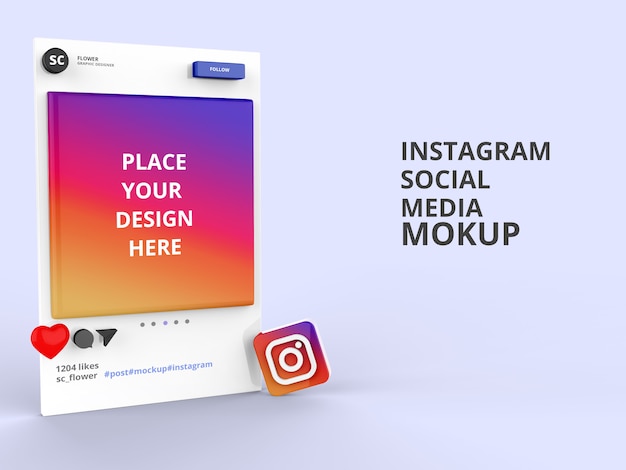 Maquete da mídia social do instagram 3d