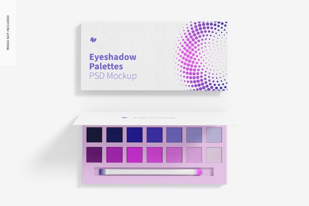 Maquete da paleta de sombras, vista superior