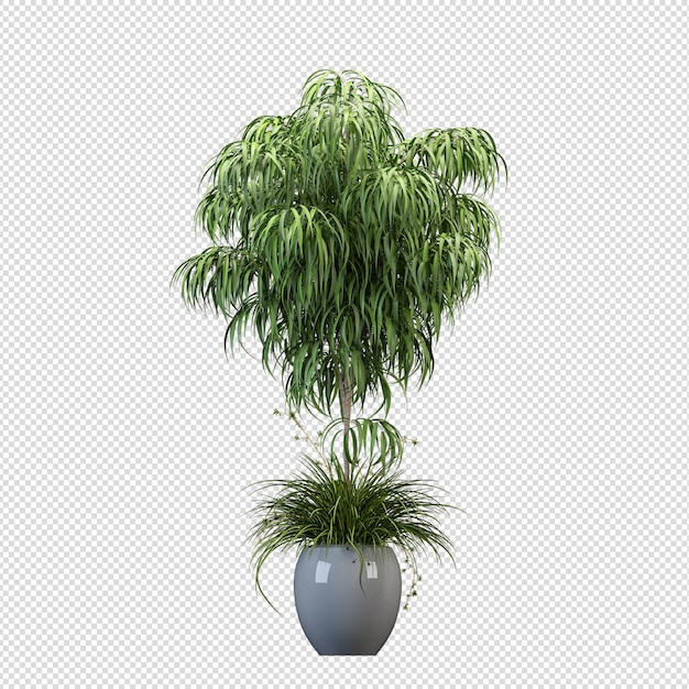 Maquete de 3d renderizados plantas em vasos