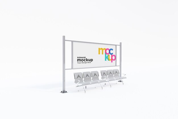 Maquete de abrigo de ônibus de parada de ônibus com fundo branco