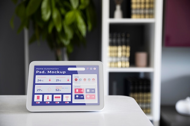 PSD maquete de aplicativo de automação residencial em um tablet