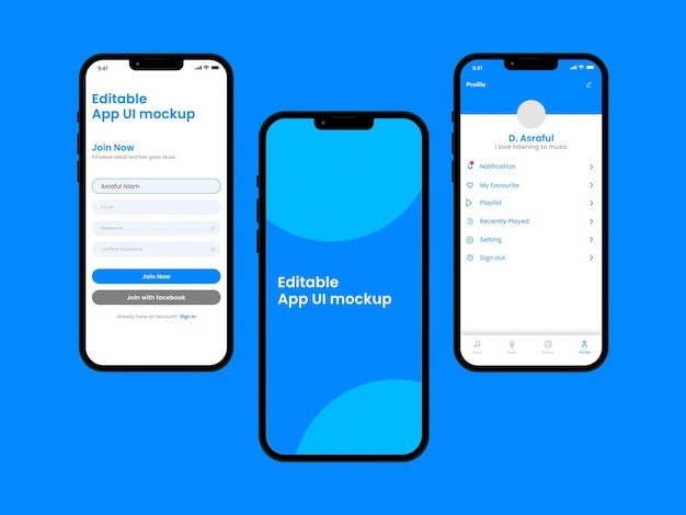 Maquete de apresentação da interface do usuário do aplicativo para smartphone
