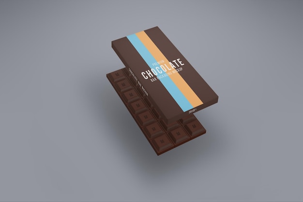 maquete de apresentação de design de caixa de barra de chocolate
