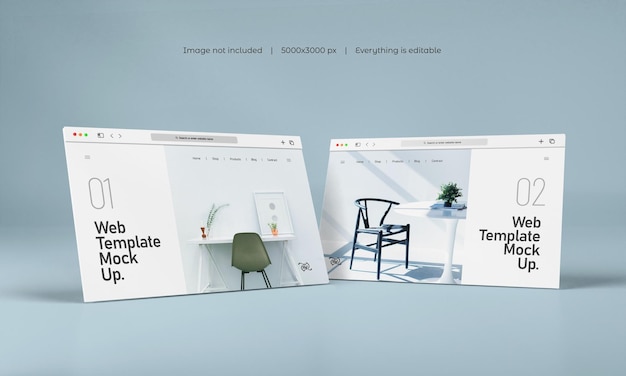 PSD maquete de apresentação de site de interface 3d isolada