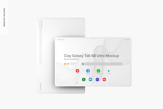 PSD maquete de argila do galaxy tab s8 ultra