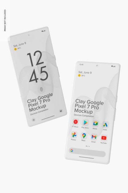 PSD maquete de argila do google pixel 7 pro, flutuante
