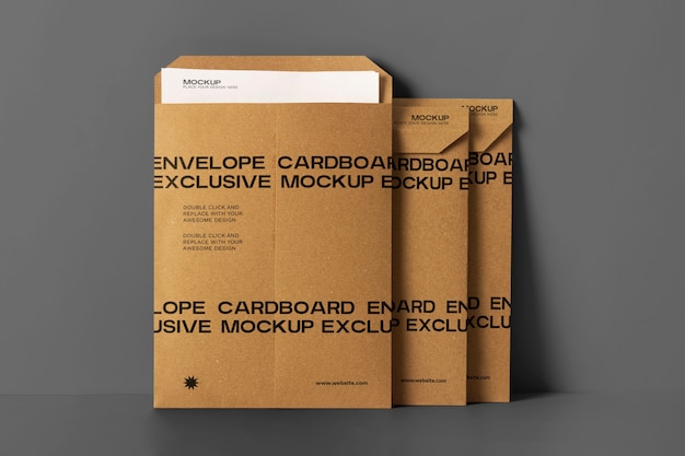 Maquete de arranjo de envelopes de papelão