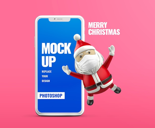 Maquete de banner de publicidade móvel do Papai Noel
