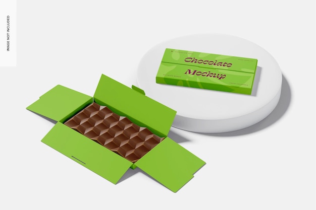 Maquete de barra de chocolate em cubos, no pódio