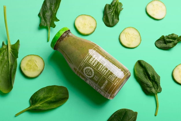 Maquete de bebida verde saudável e nutritiva