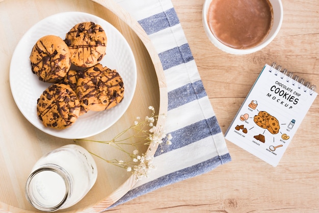 Maquete de biscoitos de chocolate deliciosos