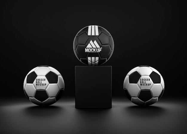 PSD maquete de bola de futebol monocromática