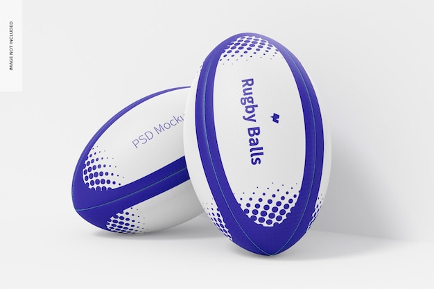 PSD maquete de bolas de rugby, inclinadas