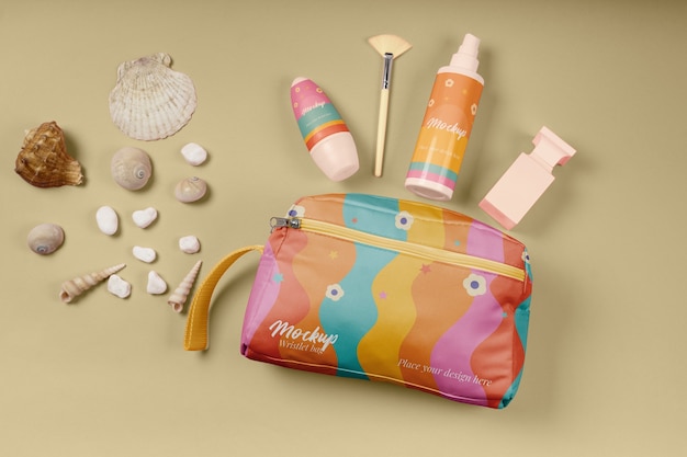 Maquete de bolsa de pulso de tecido liso