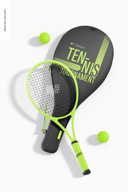 PSD maquete de bolsa de raquete de tênis empilhada