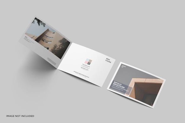 Maquete de brochura com duas dobras de paisagem a5