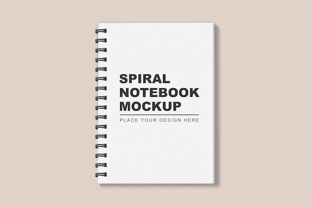 PSD maquete de caderno espiral realista flatlay caderno em branco simples sobre um fundo claro