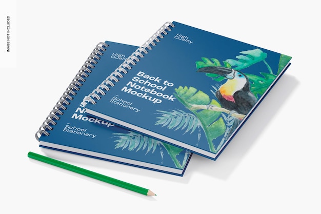 Maquete de cadernos de volta às aulas, empilhados