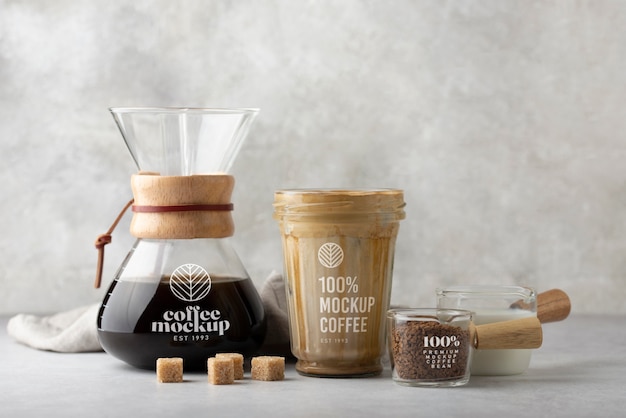 Maquete de café gelado de natureza morta