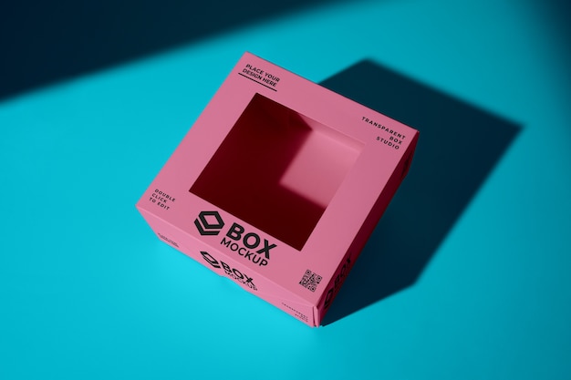 PSD maquete de caixa com painel transparente
