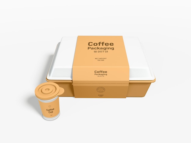 Maquete de caixa de embalagem de jarra de café
