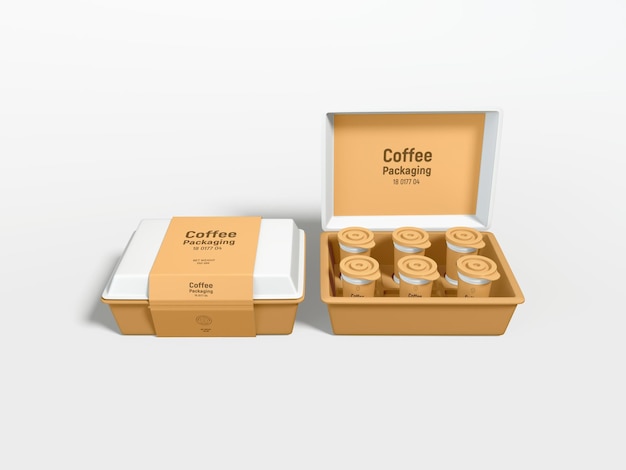 Maquete de caixa de embalagem de jarra de café