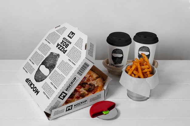 Maquete de caixa de pizza deliciosa