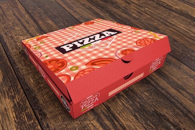 Maquete de caixa de pizza isométrica