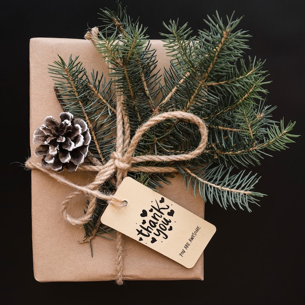 Maquete de caixa de presente com conceito de natal