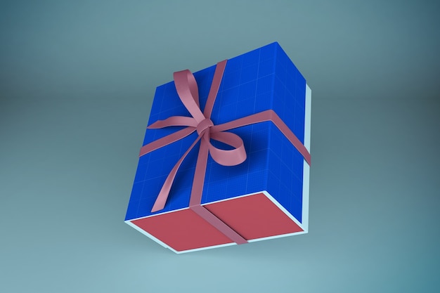 Maquete de caixa de presente rosa e azul