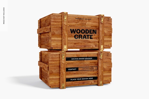 PSD maquete de caixas de madeira, empilhadas