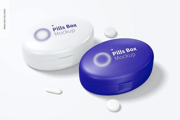 PSD maquete de caixas de pílulas ovais