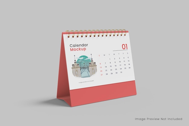 Maquete de calendário de mesa horizontal renderização em 3d