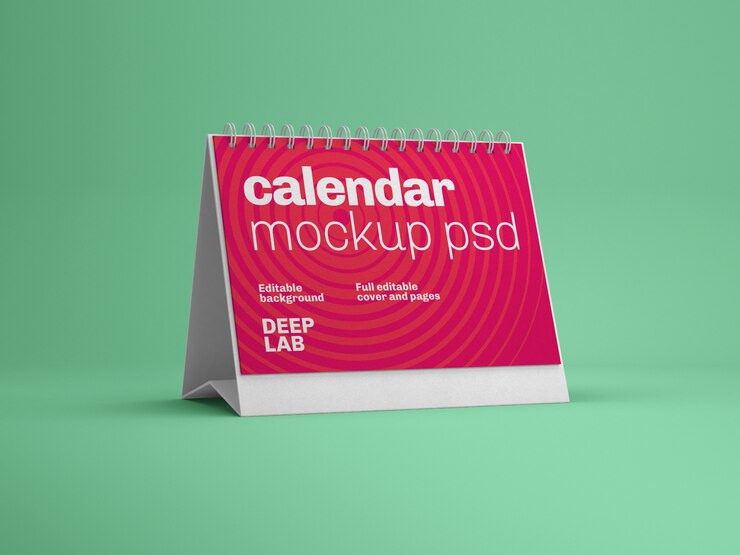 Maquete de calendário de mesa horizontal
