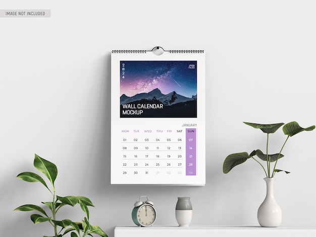 Maquete de calendário de parede elegante