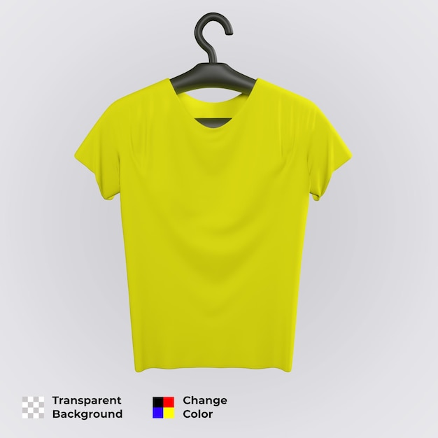 Maquete de camisa amarela. fácil de mudar a cor e o design. fundo transparente
