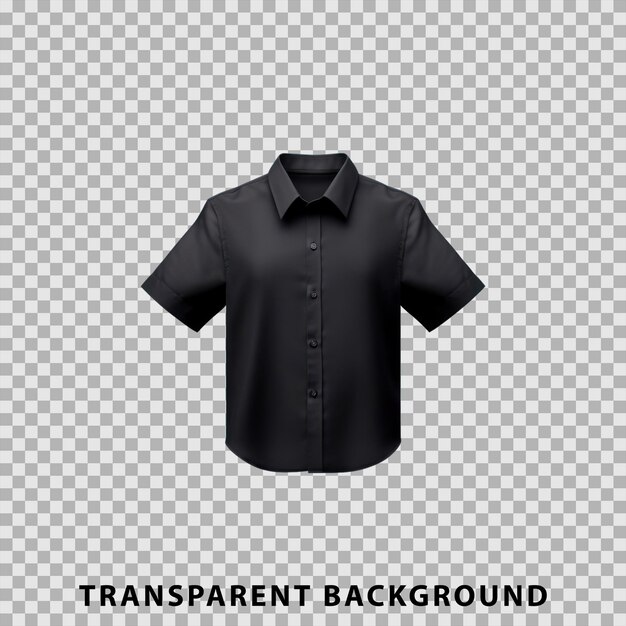 PSD maquete de camisa preta de mangas curtas isolada em fundo transparente