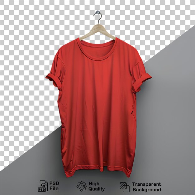 PSD maquete de camisa vermelha em fundo cinza inclui arquivo png